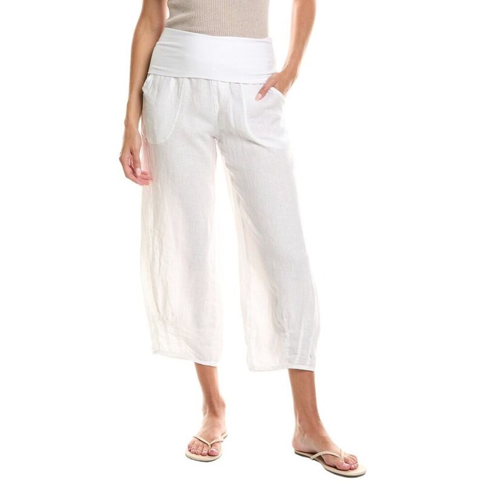 Xcvi Womens  Vasco Linen Crop Pant, White